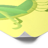 かわいい緑の幸せバッタ漫画 ポスター