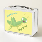 かわいい緑の幸せバッタ漫画 メタルランチボックス (裏面)