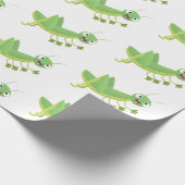 かわいい緑の幸せバッタ漫画 ラッピングペーパー (角)