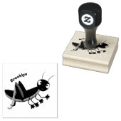 かわいい緑の幸せバッタ漫画 ラバースタンプ (押印)