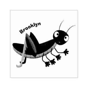 かわいい緑の幸せバッタ漫画 ラバースタンプ