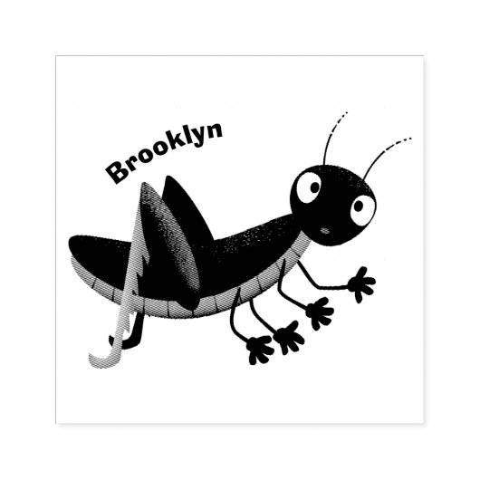 かわいい緑の幸せバッタ漫画 ラバースタンプ (インプリント)