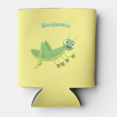 かわいい緑の幸せバッタ漫画 缶クーラー (正面)