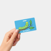 かわいい緑の幼虫の漫画イラスト バッジ (手持ち)