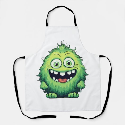 かわいい緑の怪物アニメ エプロン (正面)