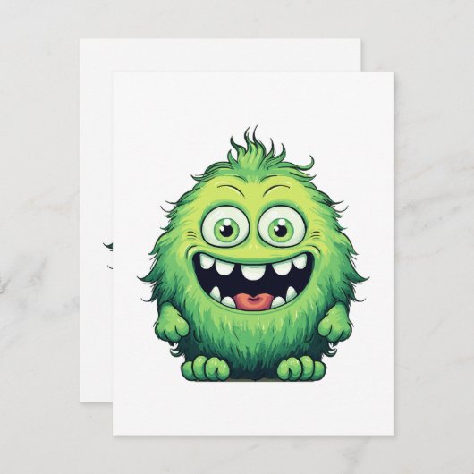 かわいい緑の怪物アニメ エンクロージャーカード (正面/裏面)