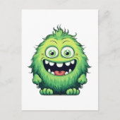 かわいい緑の怪物アニメ ポストカード (正面)