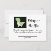 かわいい緑の恐竜おむつくじ封入カード 招待状 (正面)
