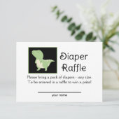 かわいい緑の恐竜おむつくじ封入カード 招待状 (スタンド正面)