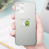 かわいい緑の恐竜と青い誕生日プレゼント シール (スマートフォン)