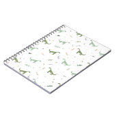 かわいい緑の恐竜のパターン ノートブック (左側)
