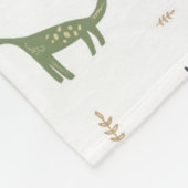 かわいい緑の恐竜のパターン フリースブランケット (角)