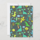 かわいい緑の恐竜の男の子の誕生日パーティー 招待状 (裏面)