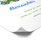 かわいい緑の恐竜の誕生統計ボーイの保育園の壁 ポスター (角)