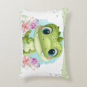 かわいい緑の恐竜フローラパーソナライズされた アクセントクッション (正面(垂直))