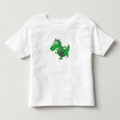 かわいい緑の恐竜  トドラーTシャツ (正面)