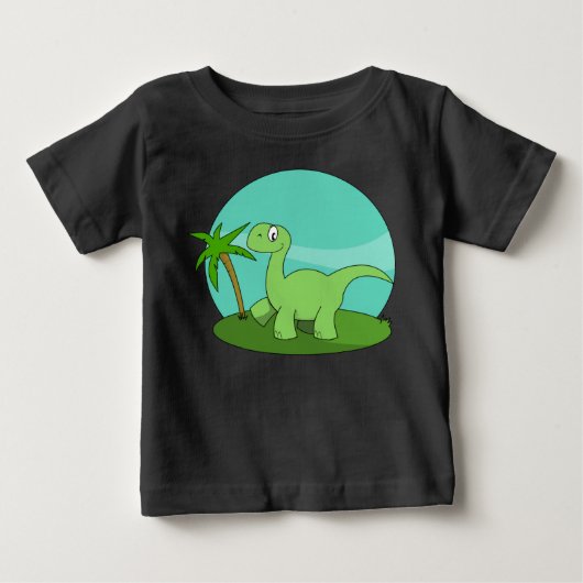かわいい緑の恐竜 ベビーTシャツ (正面)