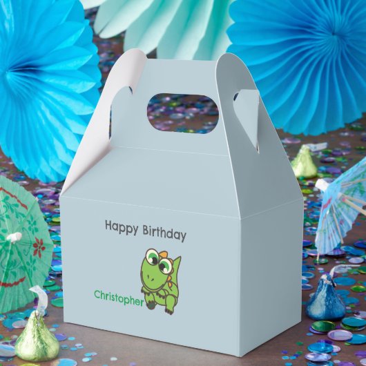 かわいい緑の恐竜 青い誕生日 フェイバーボックス (パーティー)