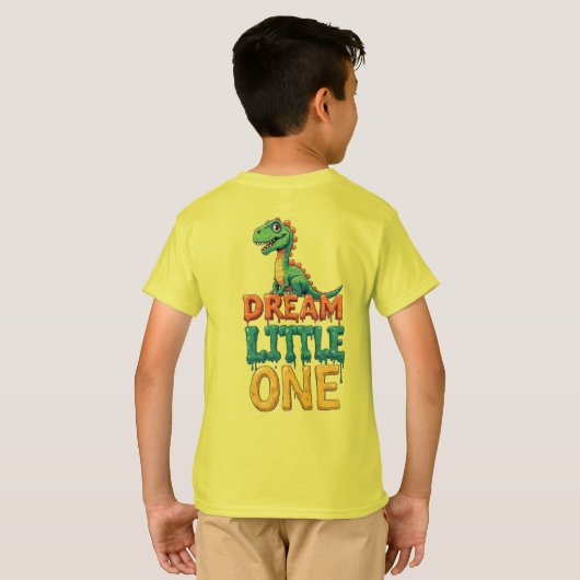 かわいい緑の恐竜 Tシャツ (裏面フル)