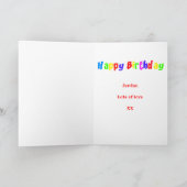 かわいい緑の恐竜Tレックスハッピーバースデー カード (内部)