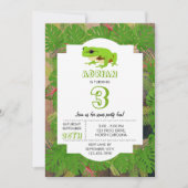かわいい緑の木のカエル子供の誕生日パーティー 招待状 (正面)