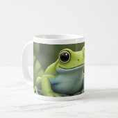 かわいい緑の木のカエル 葉 コーヒーマグカップ (正面左)