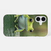 かわいい緑の木のカエル 葉 iPhone 16ケース (裏面横)