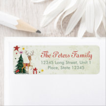 かわいい緑の木のガーリークリスマス動物トナカイ