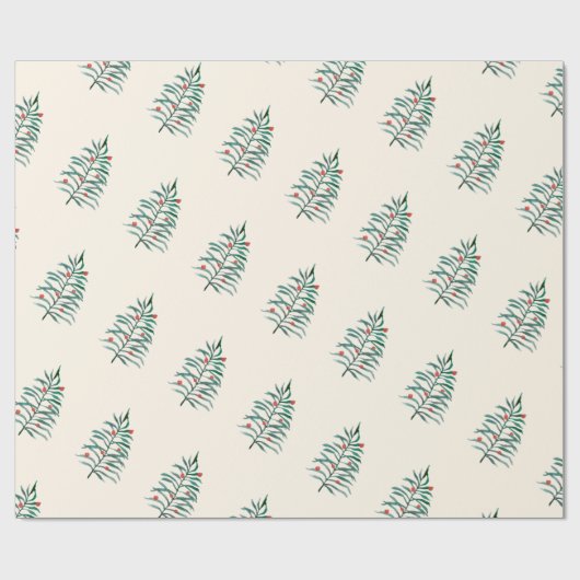 かわいい緑の木のクリスマス ラッピングペーパー (フラット)
