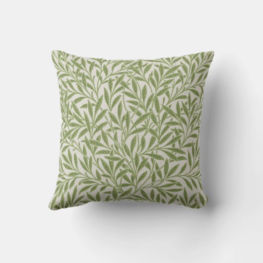 かわいい緑の柳の葉の植物学 クッション (裏面)