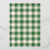 かわいい緑の格子縞の肖像写真クリスマスゴールド 箔シーズンカード (裏面)