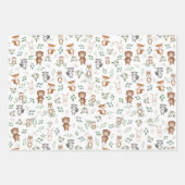 かわいい緑の森のパーティー赤ちゃん動物 ラッピングペーパーシート (正面3)