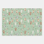 かわいい緑の森のパーティー赤ちゃん動物 ラッピングペーパーシート (正面)