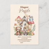 かわいい緑の森の動物おむつラッフル エンクロージャーカード (正面)