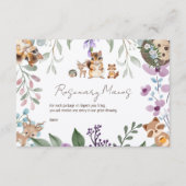 かわいい緑の森の動物の森おむつラッフル エンクロージャーカード (正面)