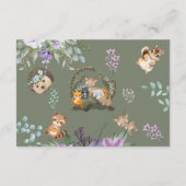 かわいい緑の森の動物の森おむつラッフル エンクロージャーカード (裏面)