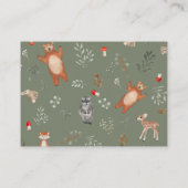 かわいい緑の森の動物の森おむつラッフル エンクロージャーカード (裏面)