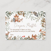 かわいい緑の森の動物の森おむつラッフル エンクロージャーカード (正面)