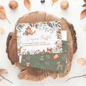 かわいい緑の森の動物の森おむつラッフル エンクロージャーカード