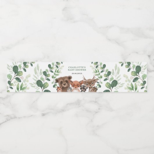 かわいい緑の森の森の赤ちゃんシャワーの好意 ペットボトルラベル (シングルラベル)