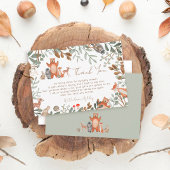 かわいい緑の森林動物の森の赤ちゃんシャワー サンキューカード