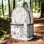 かわいい緑の森林動物の森林模様 プリントバックパック