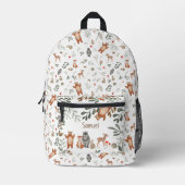 かわいい緑の森林動物の森林模様 プリントバックパック (正面)