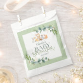 かわいい緑の森林動物の赤ちゃんシャワー フェイバーバッグ (クリップ留めされた状態)