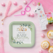 かわいい緑の森林動物の赤ちゃんシャワー ペーパープレート (パーティー)