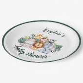 かわいい緑の森林動物の赤ちゃんシャワー ペーパープレート (アングル)