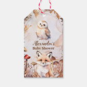 かわいい緑の森林動物ウッドランドベビーシャワー ギフトタグ (正面)