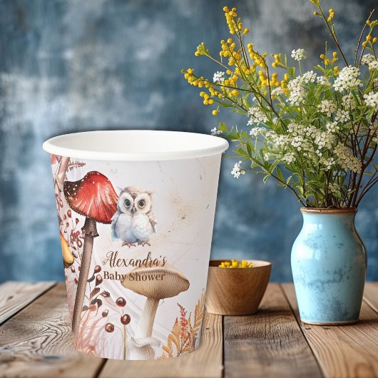 かわいい緑の森林動物ウッドランドベビーシャワー 紙コップ