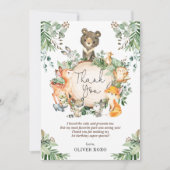 かわいい緑の森林動物誕生日 サンキューカード (正面)