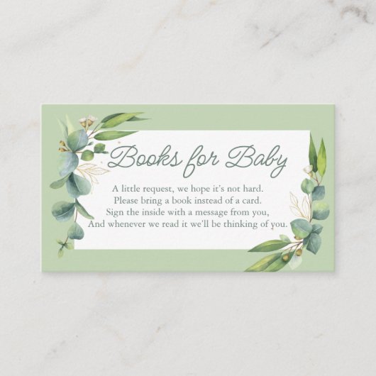 かわいい緑の森林地の動物の本をベビー エンクロージャーカード (正面)